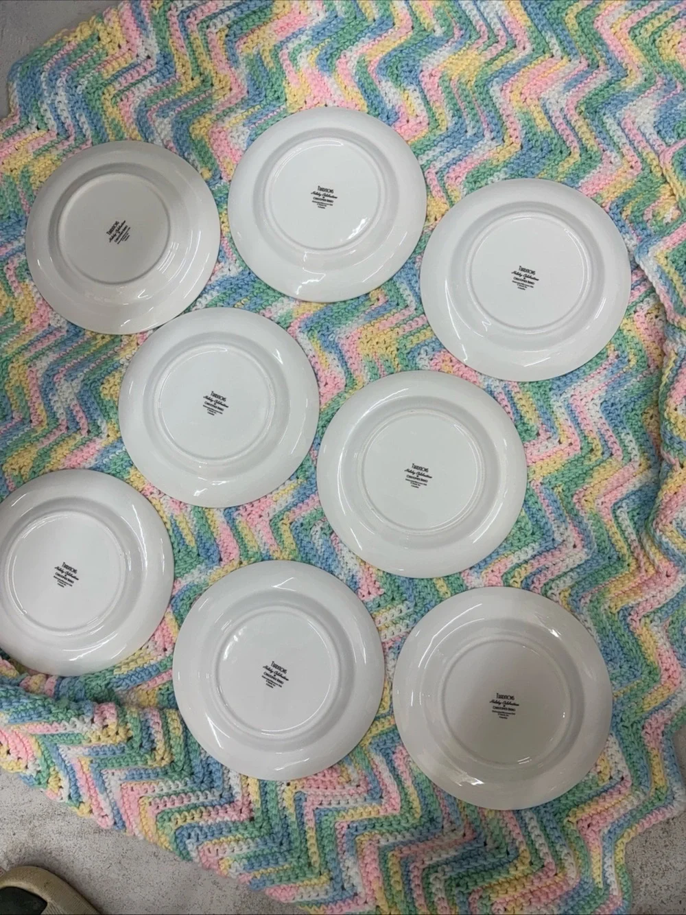Christopher Radko set of 8 holiday celebrations Christmas tree salad plates